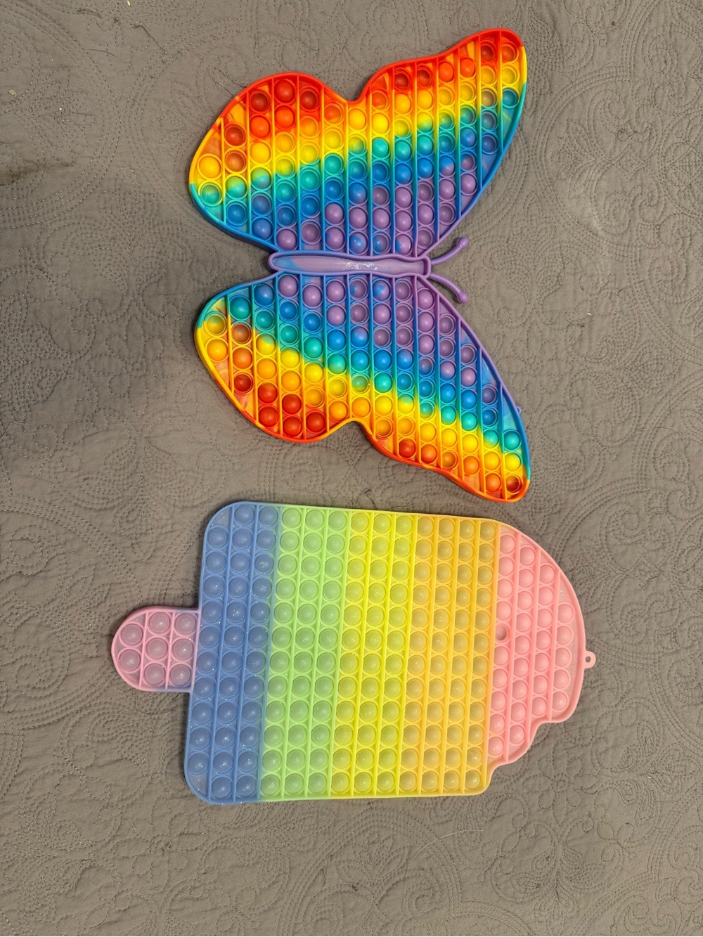 Rainbow Butterfly and Popsicle Sensory Pop-It Fidget Toy Set - Multicolor